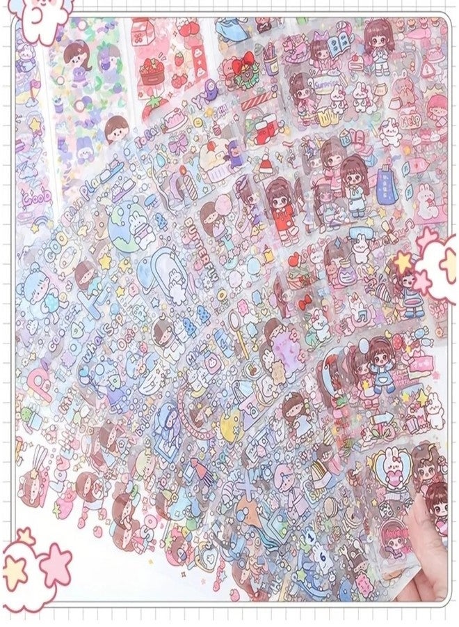 SAMVARDHAN Cute Kawaii Stickers - 20 PET Sheets Cute Washi Stickers for Project, Japanese Style Girls Sticker Set, Size of Each Sheet - 40 X 8 CM (Color and Design May Vary) (20 Sheets (Random Color)) - Image 2